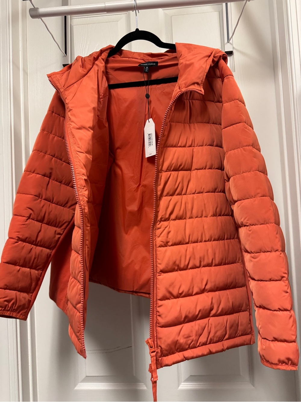 Universal Standard Orange Quilted Hooded Puffer Jacket